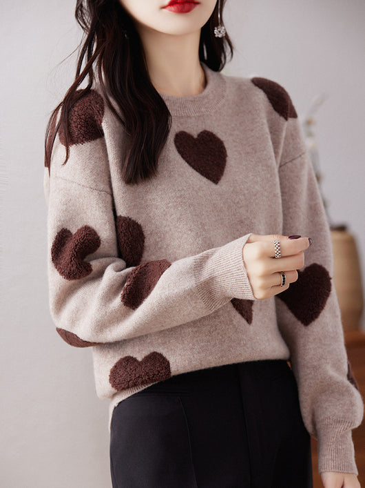 Suéter de Cuello Redondo en Lana Pura para Mujer - Diseño Love - Image 6