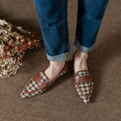 Zapatos Planos de Cuero Vacuno a Cuadros para Mujer - Image 10