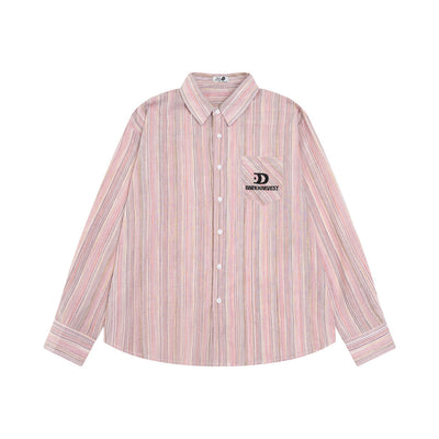 Camisa Holgada a Rayas Contraste para Hombre Otoño - Image 2
