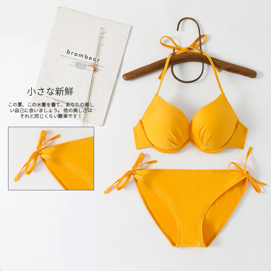 Vibrant blue push-up halter bikini swimsuit with tie-side bottoms, perfect for beach vacations. - Image 22