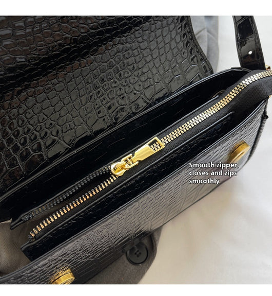 Bolso de Hombro Mujer Cuero PU Patrón Piedra con Hebilla Metálica - Image 18