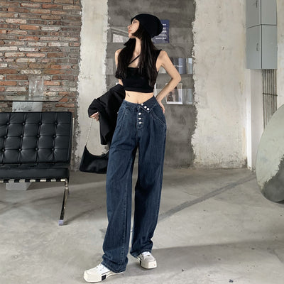 Pantalón Recto Ancho de Talle Alto Holgado