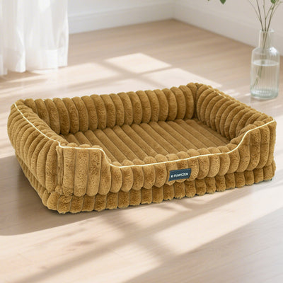 Cama para Mascotas Grande Cuadrada con Pelaje de Conejo a Rayas - Image 9
