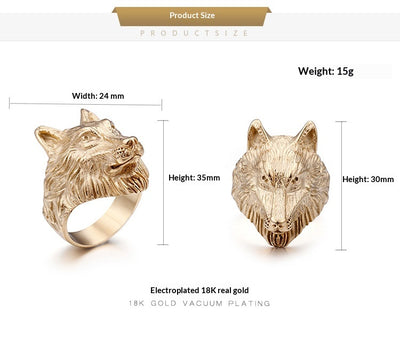 Anillo de Cabeza de Lobo Audaz para Hombres - Image 9