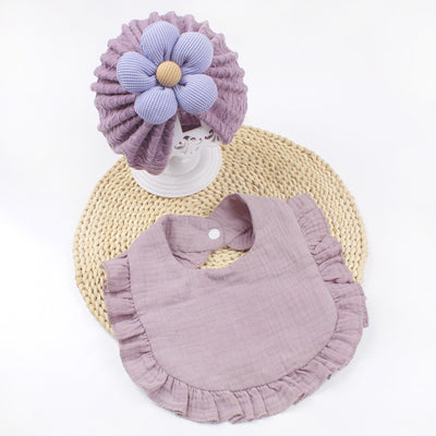 Conjunto de Gorro y Babero para Recién Nacido - Baberos de Muselina Orgánica con Volantes - Image 9