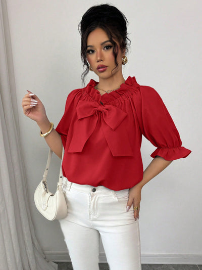 Blusa Cuello Barco con Volantes y Detalle de Moño - Image 23