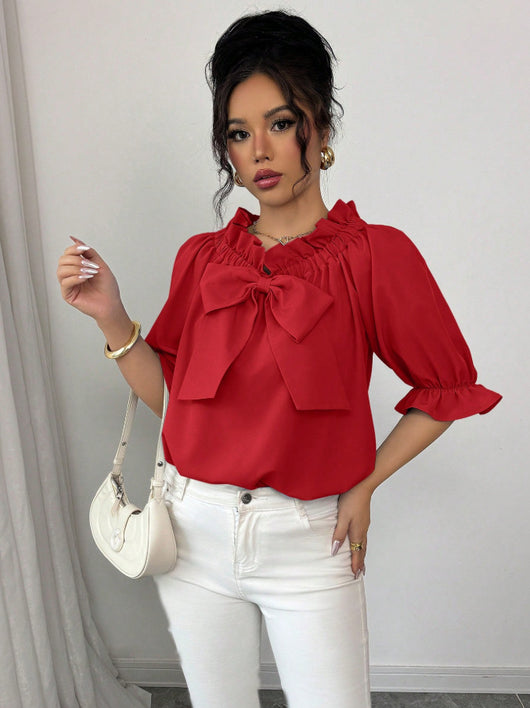 Blusa Cuello Barco con Volantes y Detalle de Moño - Image 23