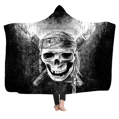 Poncho Manta con Capucha Calavera Impresión 3D Digital - Image 6