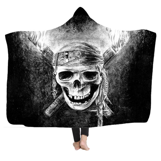 Poncho Manta con Capucha Calavera Impresión 3D Digital - Image 6