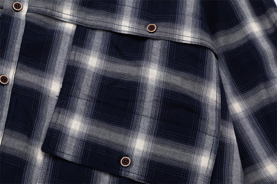 Camisa de Cuadros Americana Retro Manga Larga para Hombre - Image 6