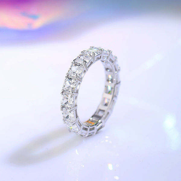 Anillo de Diamantes Cuadrado Pavé en Plata 925 para Mujer