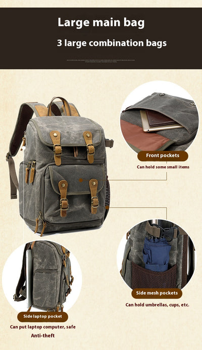 Mochila Cámara SLR Impermeable de Lona - Unisex Profesional - Image 35