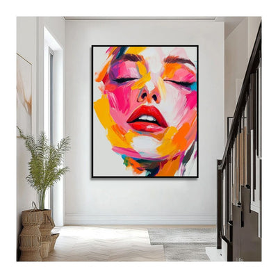Cuadro Abstracto Moderno Pintura al Óleo Hecha a Mano - Rostro Contemporáneo con Técnica de Espátula - Image 11
