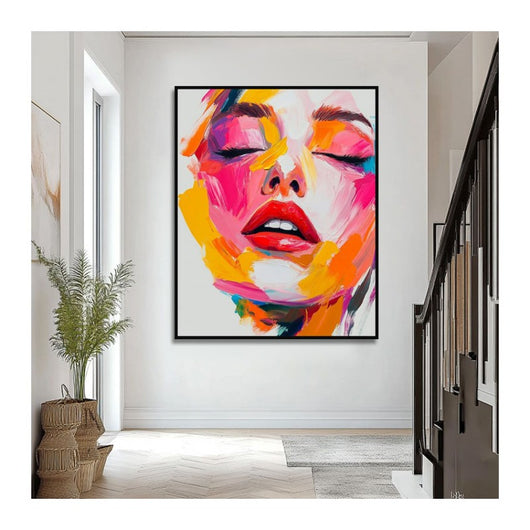 Cuadro Abstracto Moderno Pintura al Óleo Hecha a Mano - Rostro Contemporáneo con Técnica de Espátula - Image 11