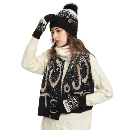 Conjunto de 3 Piezas: Gorro, Bufanda y Guantes de Felpa Jacquard Gruesa - Image 2
