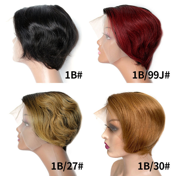 Peluca Frontal de Encaje Transparente T-Shape Tejida a Mano - Cabello Europeo y Americano