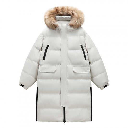 Abrigo Largo para Invierno con Cuello de Pelaje Acolchado