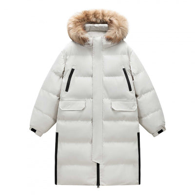 Abrigo Largo para Invierno con Cuello de Pelaje Acolchado