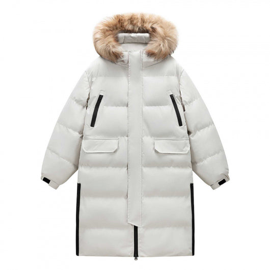 Abrigo Largo para Invierno con Cuello de Pelaje Acolchado