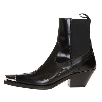 Botas Tobilleras de Cuero con Remaches Puntiagudos y Tacón Robusto - Image 5