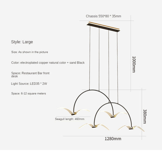 Lámpara Colgante LED Gaviota Minimalista para Dormitorio - Image 6
