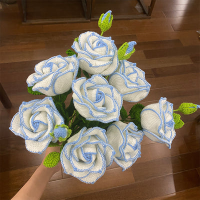Rosa Tailandesa Tejida a Mano con Borde Azul - Image 7