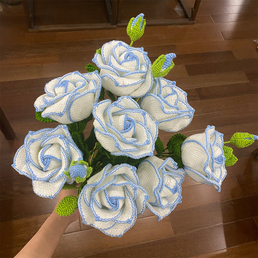 Rosa Tailandesa Tejida a Mano con Borde Azul - Image 7