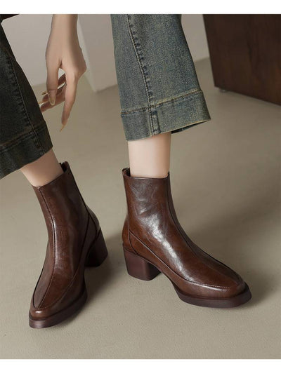 Botas Tobilleras de Cuero Genuino con Tacón Alto - Colección Otoño Invierno - Image 9
