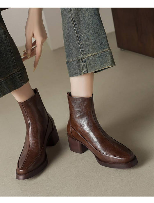 Botas Tobilleras de Cuero Genuino con Tacón Alto - Colección Otoño Invierno - Image 9