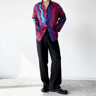 Camisa Suelta con Estampado de Contraste Rojo y Azul - Image 2