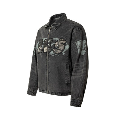 Chaqueta de Motociclista Denim con Bordados - Image 4