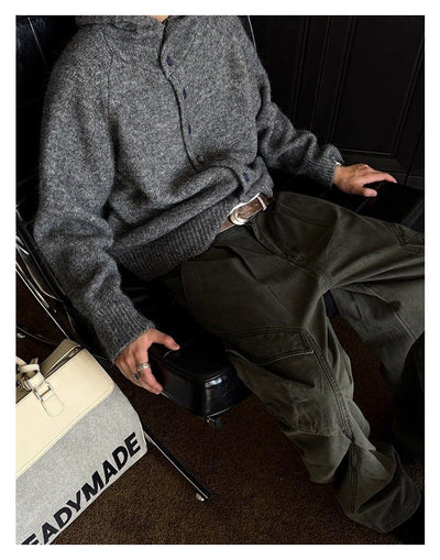 Cardigan Retro Japonés con Capucha y Botones para Hombre - Otoño Invierno - Image 9