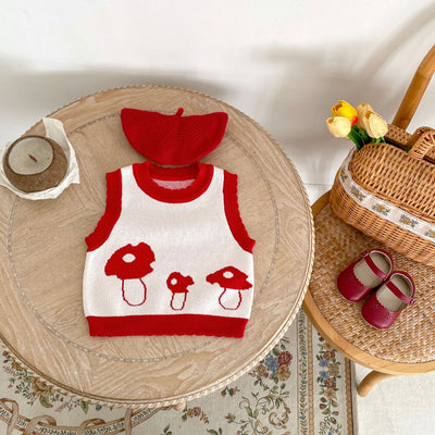 Chaleco Tejido de Algodón para Niños con Diseño Jacquard Setas - Image 12