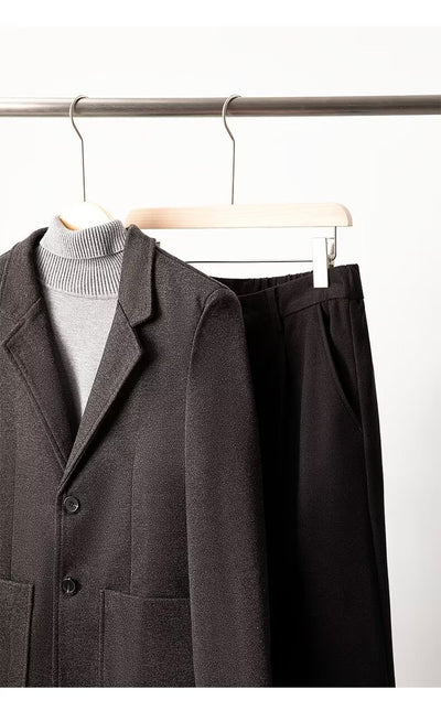 Blazer de Lana Suelta Gris Oscuro para Hombre - Elegancia Casual Profesional - Image 17