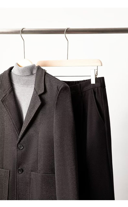Blazer de Lana Suelta Gris Oscuro para Hombre - Elegancia Casual Profesional - Image 17