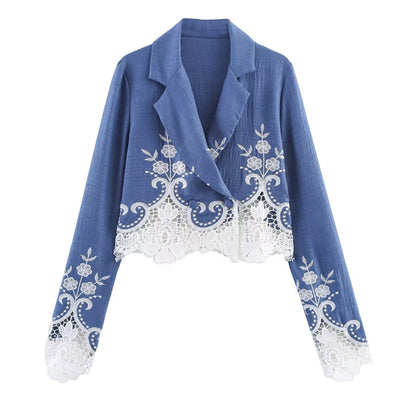 Blazer Elegante con Detalles Calados y Bordados para Mujer - Image 7
