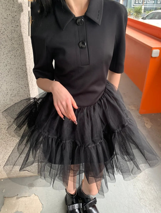 Vestido de Malla Ballet con Cintura Alta y Efecto Voluminoso - Image 10