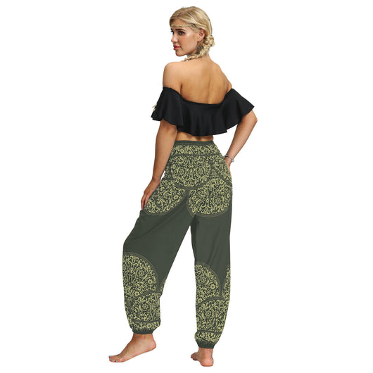 Pantalones Yoga Sueltos con Estampado Étnico y Cintas en Tobillos para Mujer - Image 35