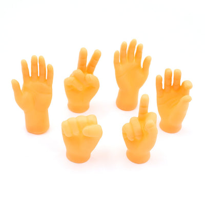 Flesh-toned silicone miniature hand making a peace sign gesture, designed as a funny cat finger stall toy. - Image 3