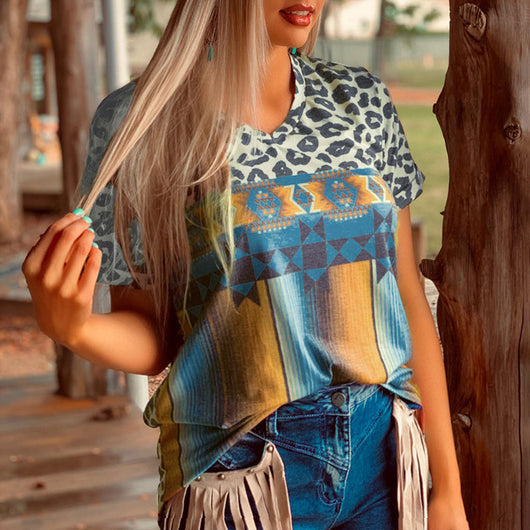Camiseta Estampado Leopardo Manga Corta para Mujer - Image 9