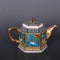 Tetera Decorativa de Porcelana con Flores y Pájaros
