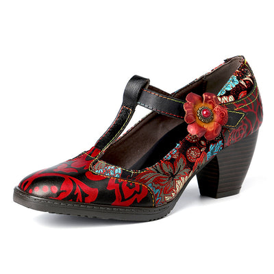 Tacones Altos Étnicos Artesanales con Flores - Estilo Retro para Mujer - Image 3