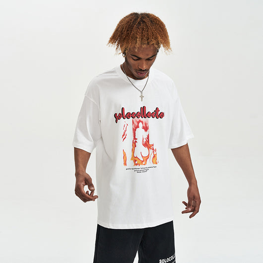 Camiseta Suelta de Manga Media Moderna para Hombre