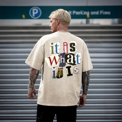 Camiseta Vintage Oversized con Estampado de Letras para Hombre - Image 19