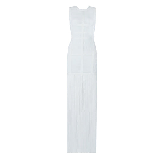 Vestido de Malla Transparente Midi con Flecos - Image 5