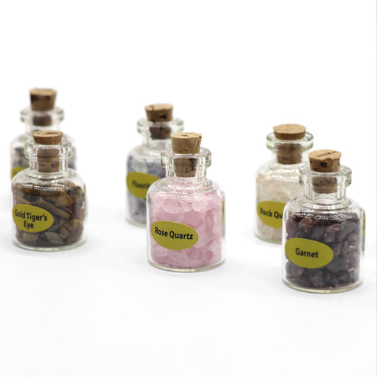 Botella de Cristales de Ágata - Espécimen Mineral con Gemas Naturales