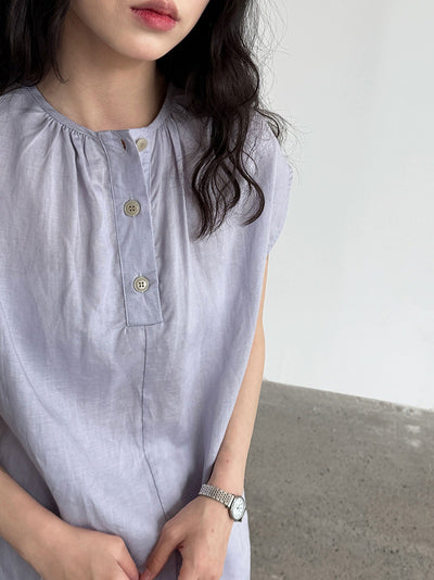 Blusa Tencel Lino Cuello Redondo Ajustada para Mujer - Image 31