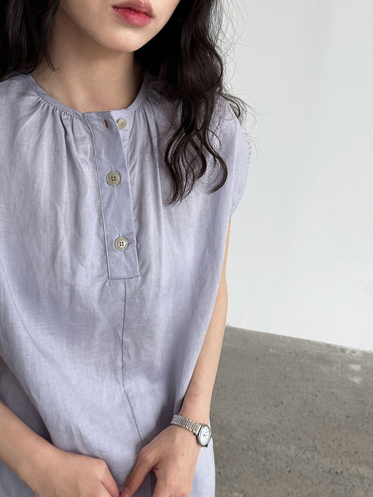 Blusa Tencel Lino Cuello Redondo Ajustada para Mujer - Image 31