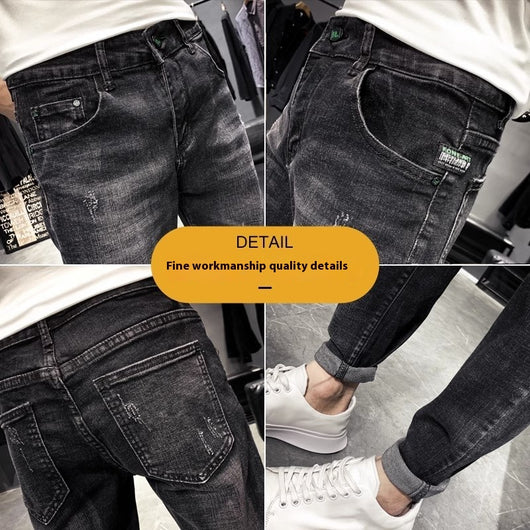 Jeans Negros Slim Fit Elásticos Ajustados para Hombre - Image 2