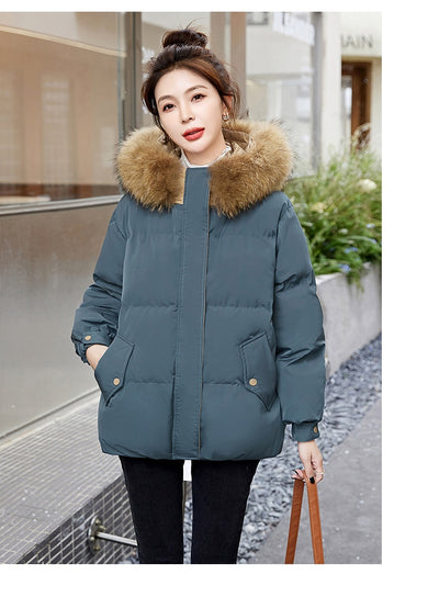 Abrigo de Plumón de Pato Blanco Suelto Estilo Coreano para Mujer - Image 13